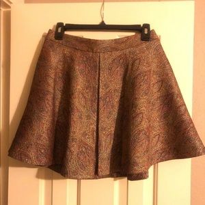 Express Gold Jacquard Pleated Mini Skirt 2